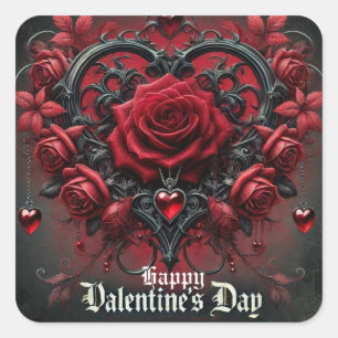 Gothic red roses Valentine's day Square Sticker