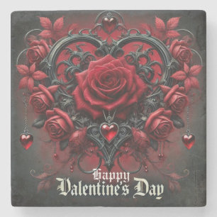 Gothic red roses Valentine's day Stone Coaster