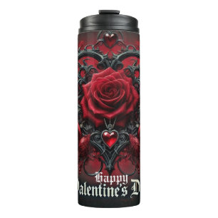 Gothic red roses Valentine's day Thermal Tumbler