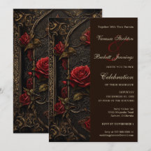 Gothic Red Rose's Wedding Invitation