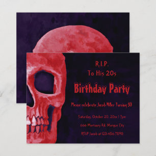 Gothic Red Skull Birthday RIP To His 20s Budget