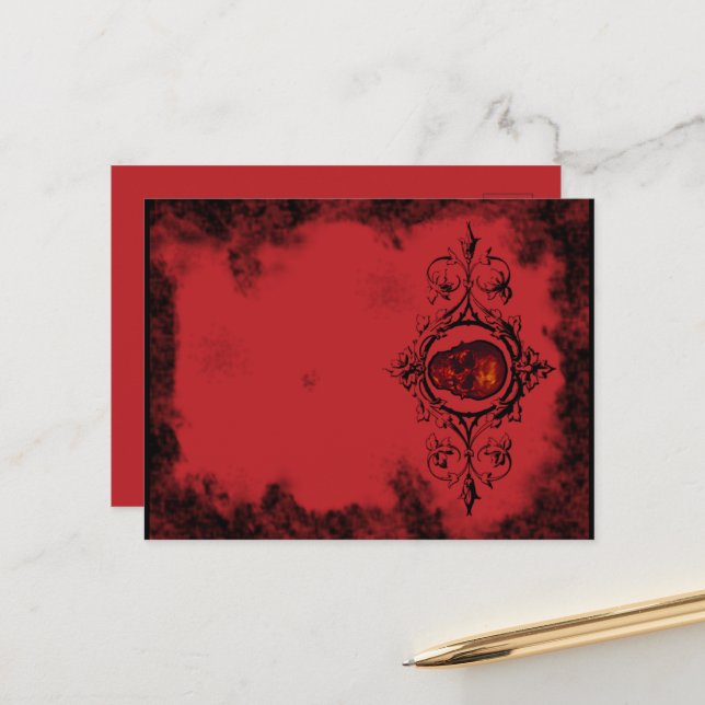 Gothic Red Skull Postcard (Front/Back In Situ)