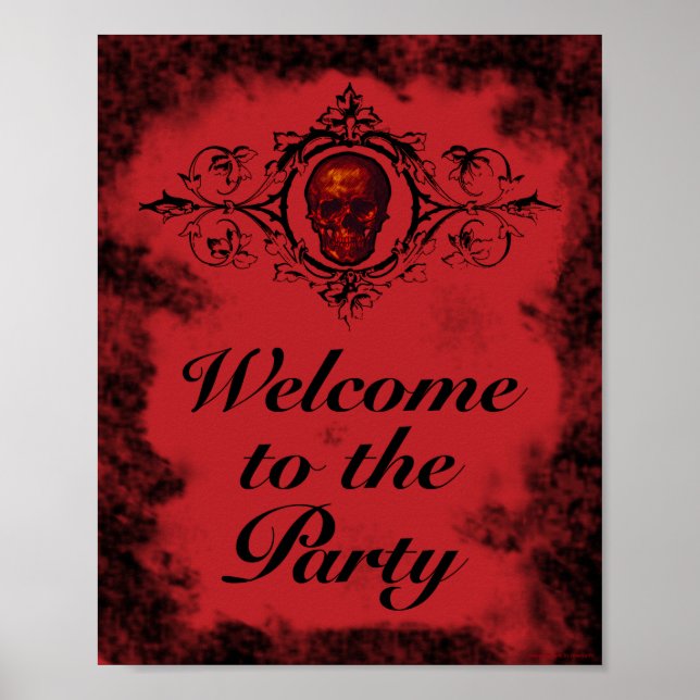 Gothic Red Skull Welcome to the Party  Poster (Front)