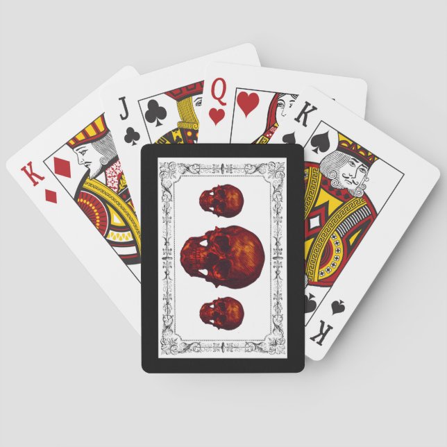Gothic Red Skullls Playing Cards (Back)