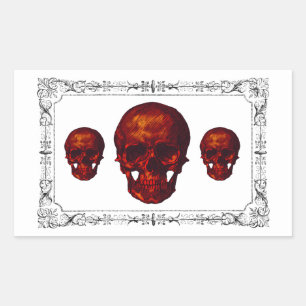 Gothic Red Skulls Rectangular Sticker