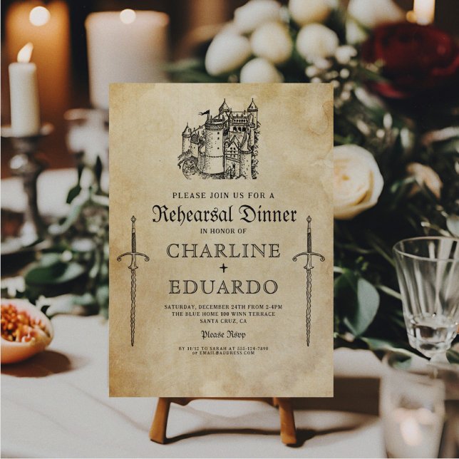 Gothic Rehearsal Dinner Black Silver Invitation (Creator Uploaded)