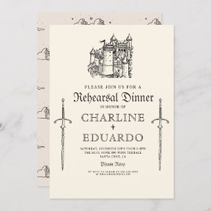 Gothic Rehearsal Dinner Black Silver Invitation