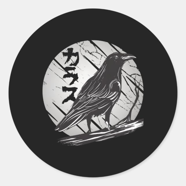 Gothic Reven Black Crow Classic Round Sticker (Front)