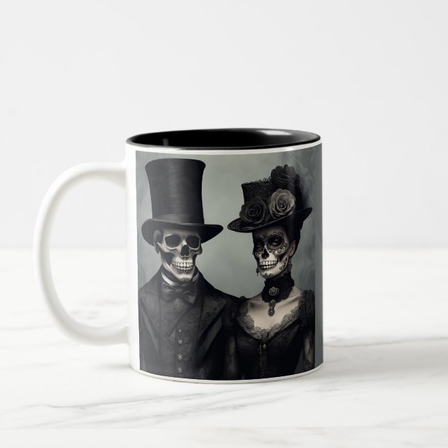 Gothic Reverie Love's Last Rite Two-Tone Coffee Mug (Left)