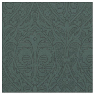 Gothic Revival Fleur de Lys - Leaf-Shadow Green Fabric