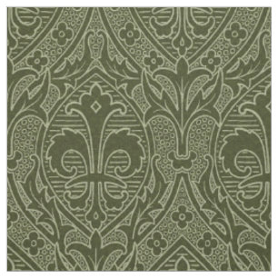 Gothic Revival Fleur de Lys - Loden Green Fabric
