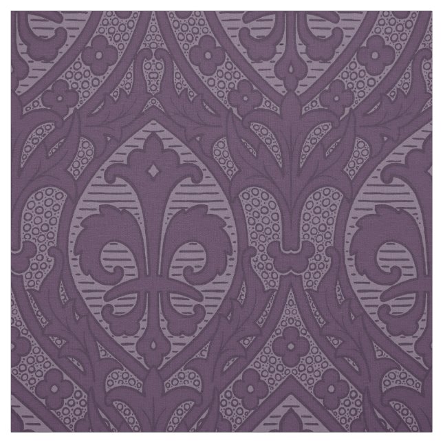 Gothic Revival Fleur de Lys - Purple Fabric (Swatch)