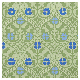 Gothic Revival Floral, Green and Blue Fabric
