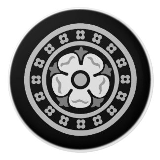 Gothic Revival Rose Medallion Ceramic Knob