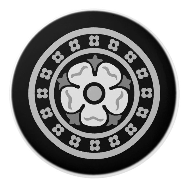 Gothic Revival Rose Medallion Ceramic Knob (Front)