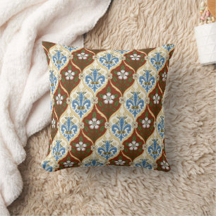 Gothic Revival Roses and Lilies Throw Pillow