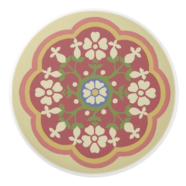 Gothic Revival Rosette Ceramic Pull (Front)