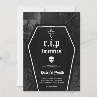 Gothic RIP Twenties 20s Funny 30th Birthday Invitation