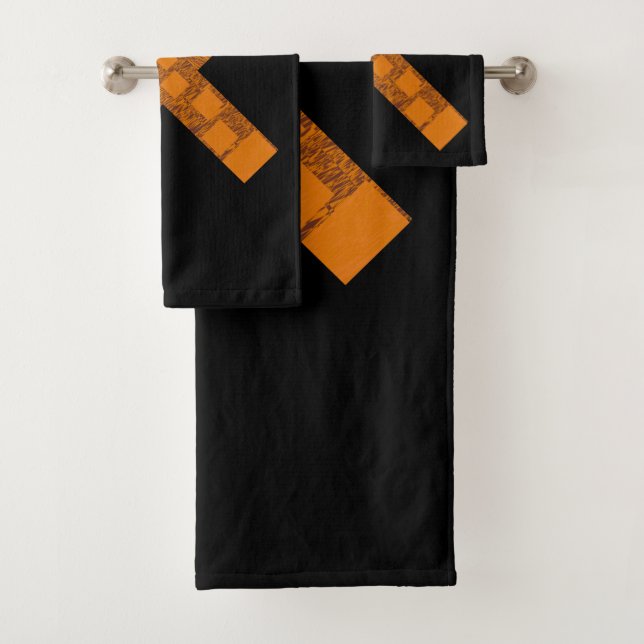 Gothic Ritual Cult Cross Black Orange Pagan Fire  Bath Towel Set (Insitu)