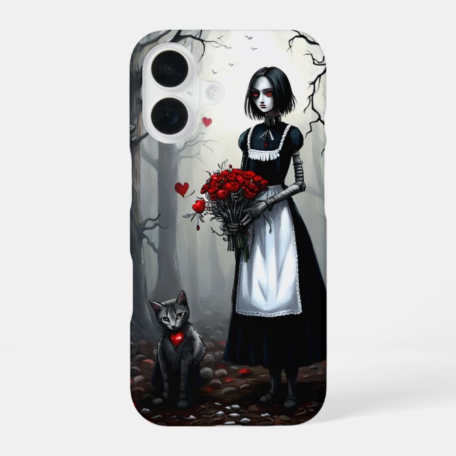 Gothic Robot Girl iPhone 16 Case (Back)