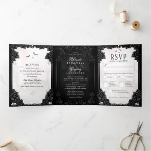 Gothic Romance B&W "Together With" MENU RSVP