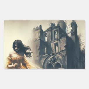 Gothic Romance Book Cover Spooky Castle Horror Rectangular Sticker