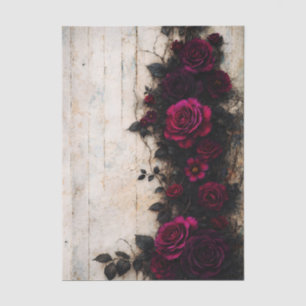Gothic Romance Dark Burgundy Roses FE1R Decoupage Tissue Paper