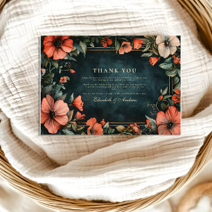Gothic Romance Floral Wedding Thank You Card