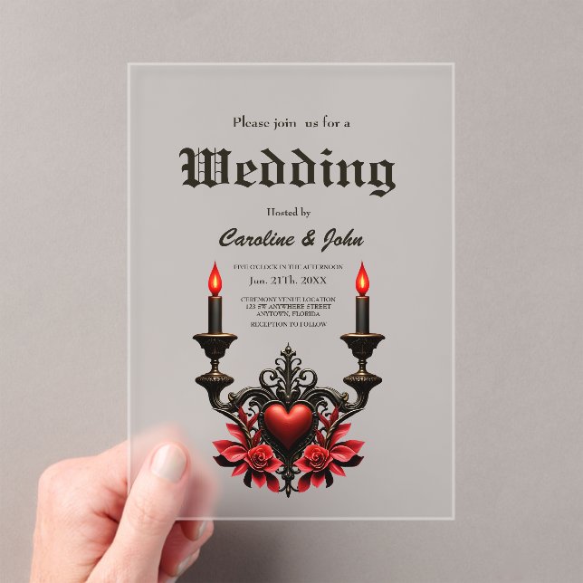 Gothic Romance: Hidden Passion. Acrylic Invitations (Insitu (Handheld))