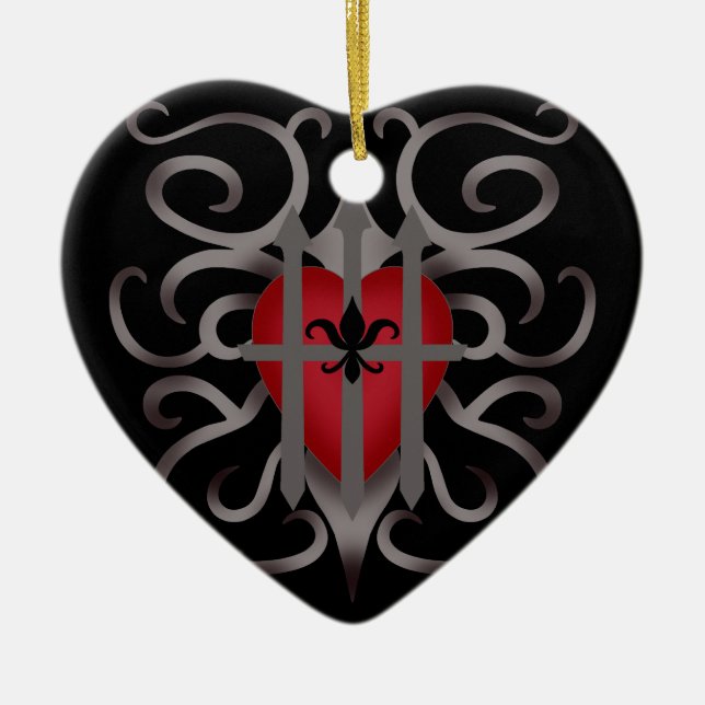 Gothic romance imprisoned heart Valentine's day Ceramic Tree Decoration (Front)