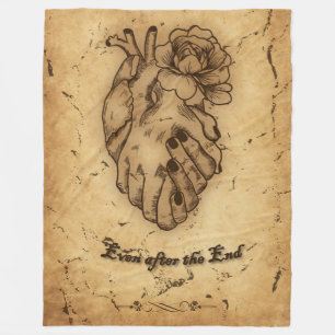 Gothic Romance Kraft Heart Fleece Blanket
