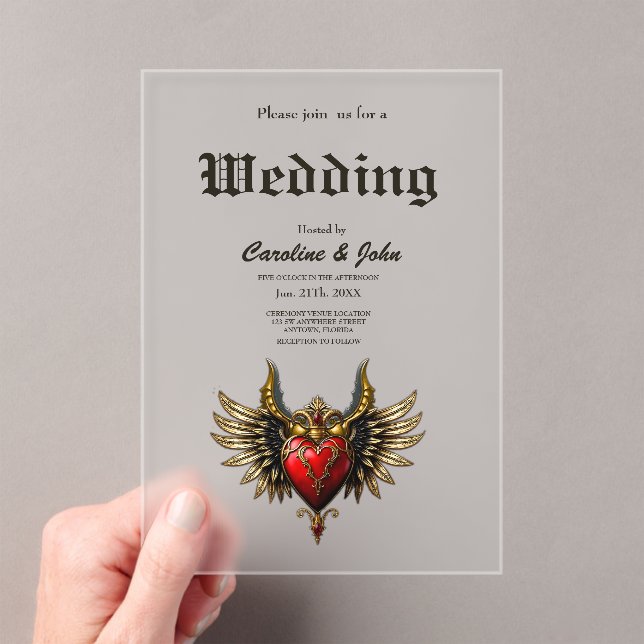 Gothic Romance, the heart of passion.  Acrylic Invitations (Insitu (Handheld))