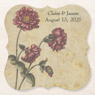 Gothic Romance Wedding Paper Coaster Dark Elegant