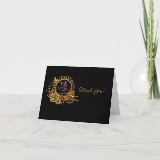 Gothic Romance Wedding Thank You Card (Front)