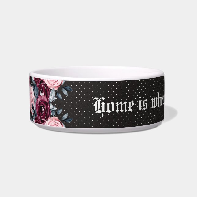 Gothic romantic bouquet Medium Pet Bowl (Left)