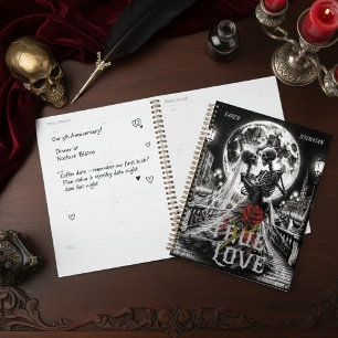 Gothic Romantic Skeleton Couple Red Rose Custom  Planner