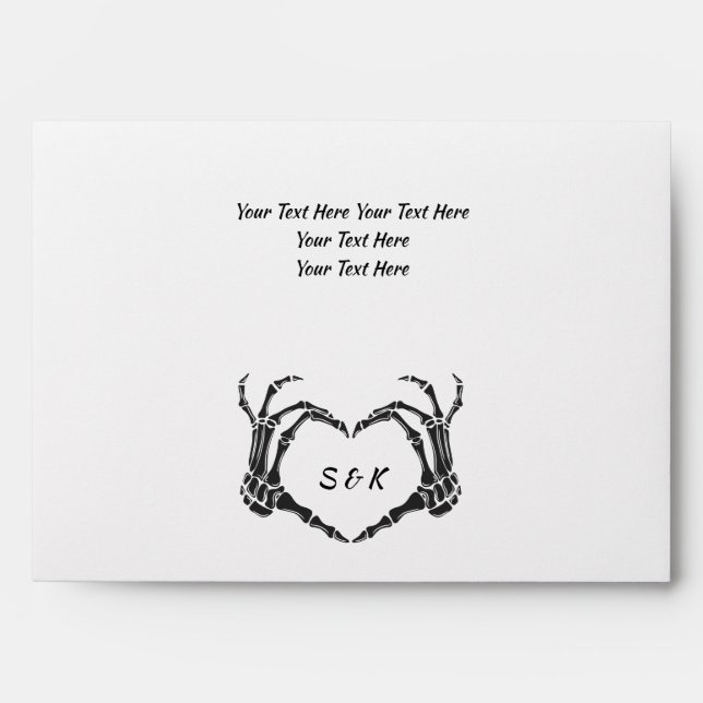 Gothic Romantic Skeleton Hand Halloween Wedding Envelope (Front)