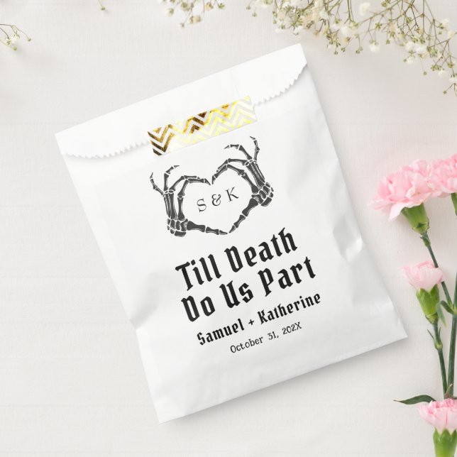 Gothic Romantic Skeleton Hand Halloween Wedding Favour Bags (Sealed)