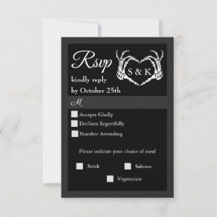 Gothic Romantic Skeleton Hand Halloween Wedding RSVP Card