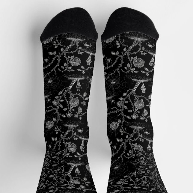 Gothic Rose and Bone Pattern Socks (Top)