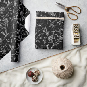 Gothic Rose and Bone Pattern Wrapping Paper