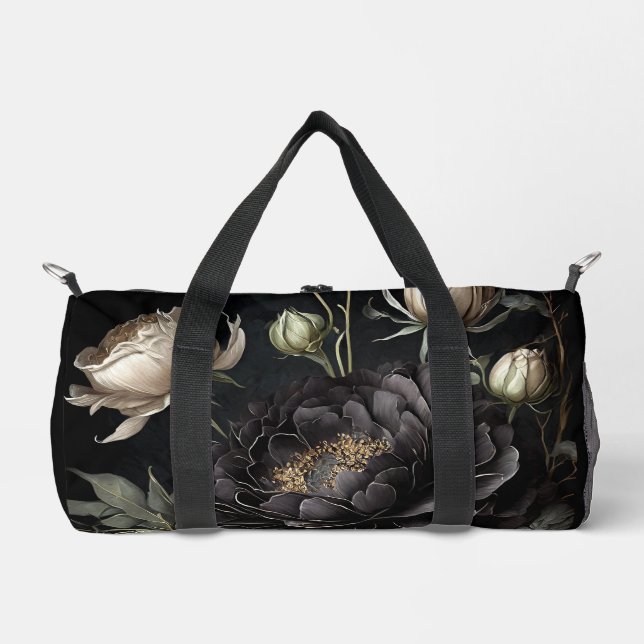  Gothic Rose Arrangement Black Flower Duffle Bag (Front)