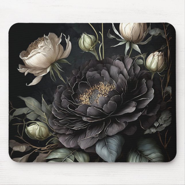  Gothic Rose Arrangement Black Flower Mouse Mat (Front)