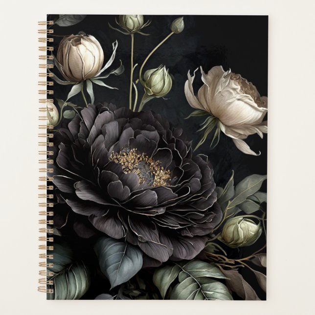  Gothic Rose Arrangement Black Flower Planner (Front)