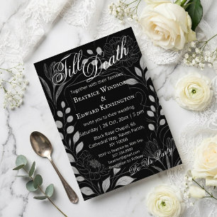 Gothic Rose Begonia Till Death Do Us Party Wedding Invitation
