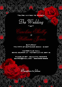 red black wedding invitations