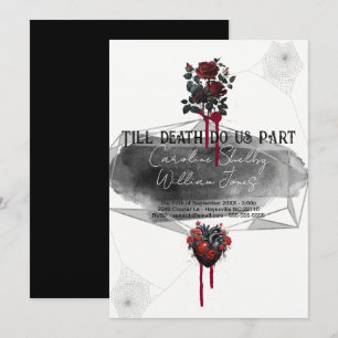 Gothic Rose Black Red Heart Blood Drip Invitation