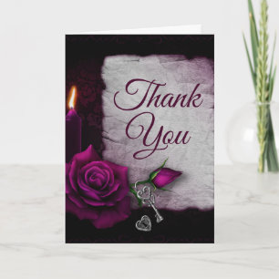 Gothic Rose, Candle and Locket Party Thank You Card