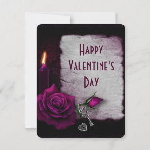 Gothic Rose, Candle and Locket Valentine Holiday Card