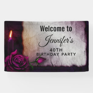 Gothic Rose, Candle, and Parchment Birthday Banner